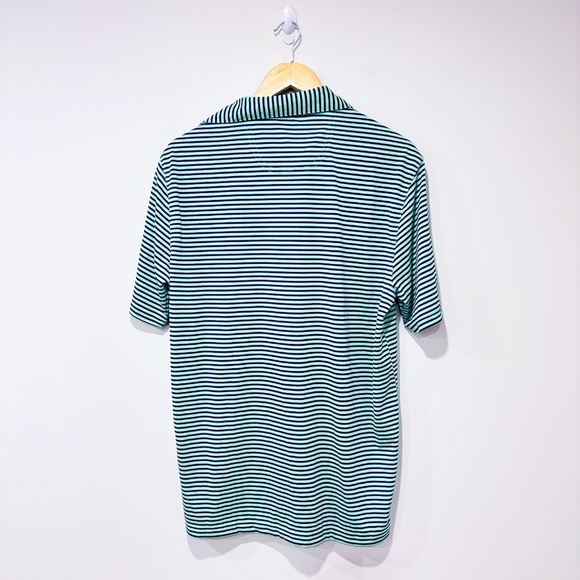 GREG NORMAN Green and blue striped golf polo shirt - Picture 2 of 5